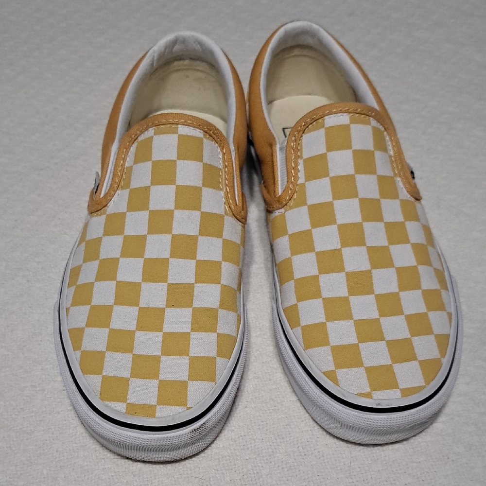 Vans Womens Yellow and White Checkerboard Sneakers